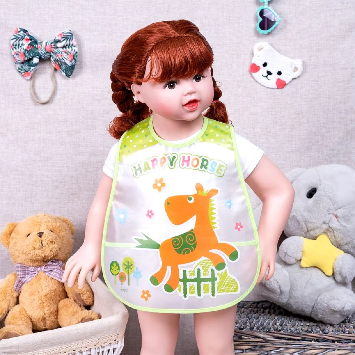 SET 8 BABERO IMPERMEABLES BEBÉS AJUSTABLE UNISEX JHN MULTICOLOR - 7