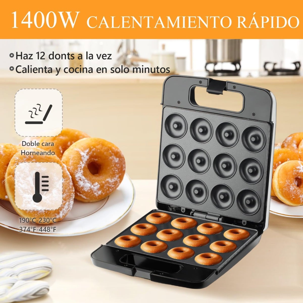 MAQUINA DONUTS SC 12 PCS 1400W HORNEA FIESTA COCINA LAU - 4