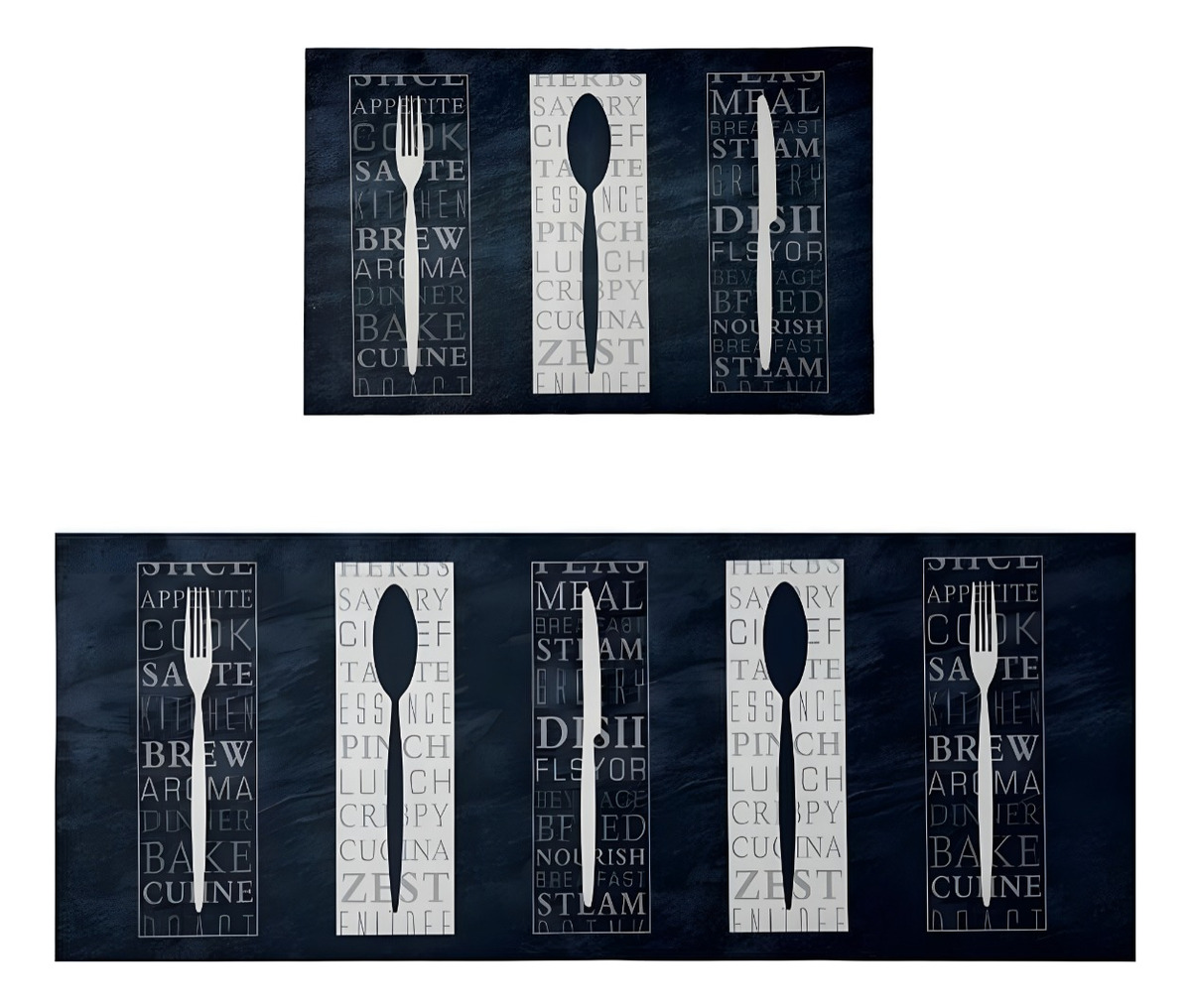 ALFOMBRA CONTEMPORÁNEA MODERNA COCINA 2 PIEZAS ANTIDESLIZANTE PVC ESTAMPADO JHN 60 X 40 CM - 1