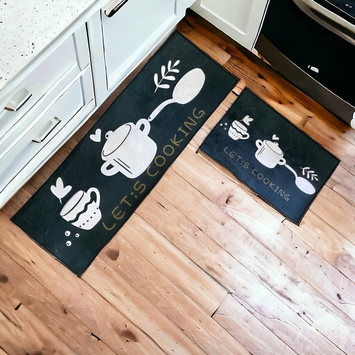 ALFOMBRA CONTEMPORÁNEA MODERNA COCINA ANTIDESLIZANTE 2 PIEZAS DECORATIVA PISO JHN 60 X 40 CM - 5