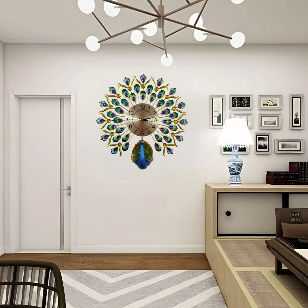 RELOJ PARED PAVO REAL DECORATIVO HERMOSO CLÁSICO JHN - 2