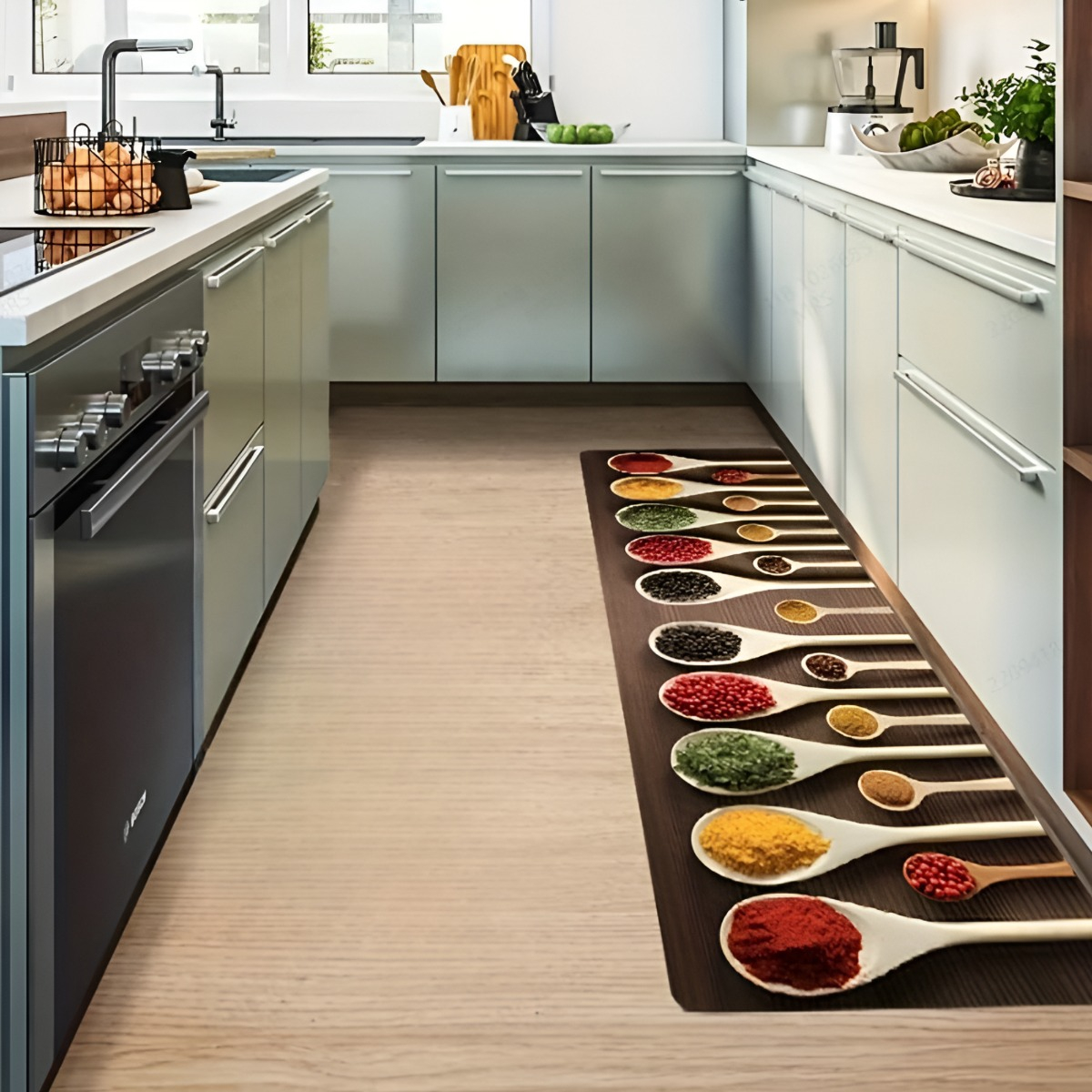 ALFOMBRA CONTEMPORÁNEA MODERNA COCINA 2 PIEZAS DECORATIVA ANTIDESLIZANTE JHN 60 X 40 CM - 5