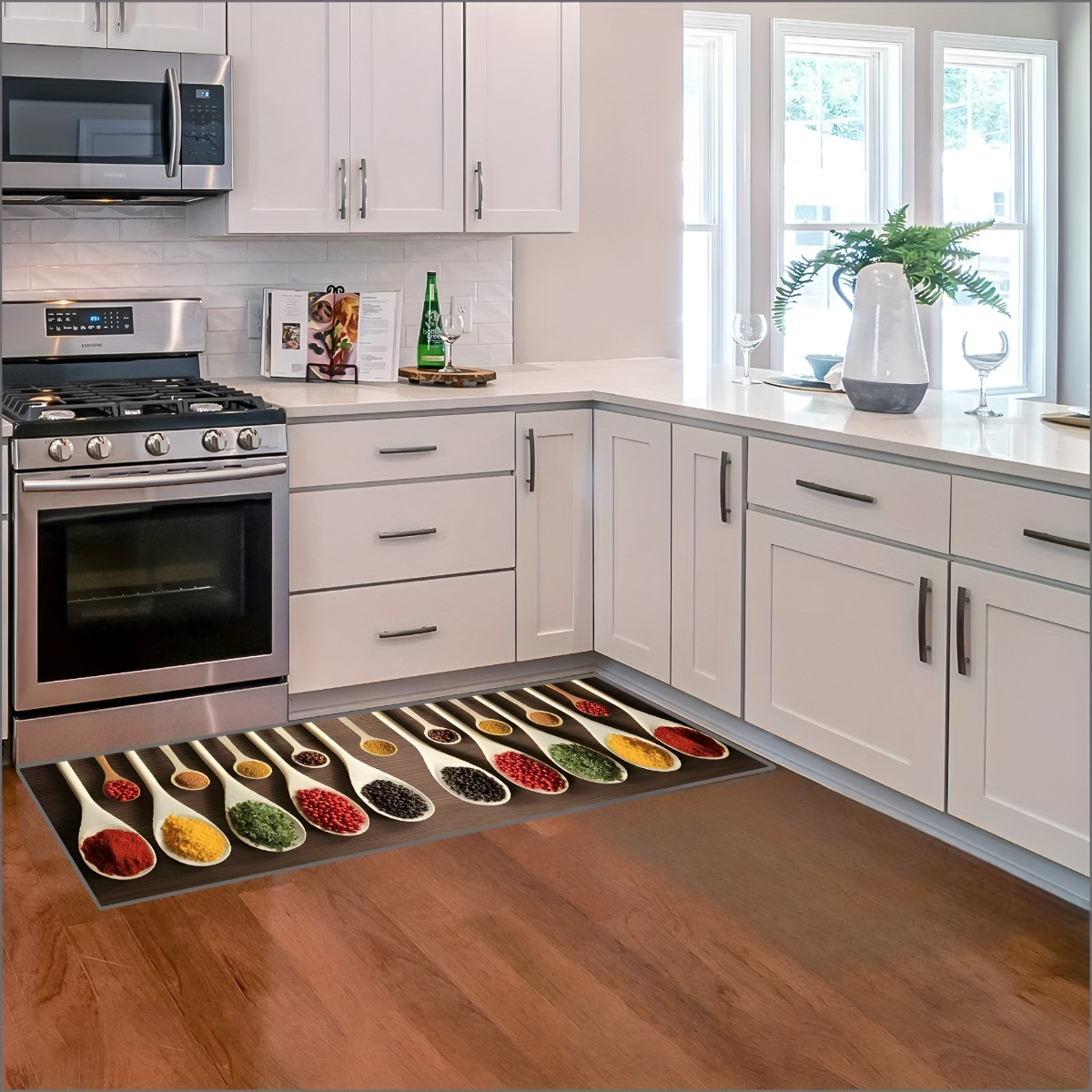 ALFOMBRA CONTEMPORÁNEA MODERNA COCINA 2 PIEZAS DECORATIVA ANTIDESLIZANTE JHN 60 X 40 CM - 9