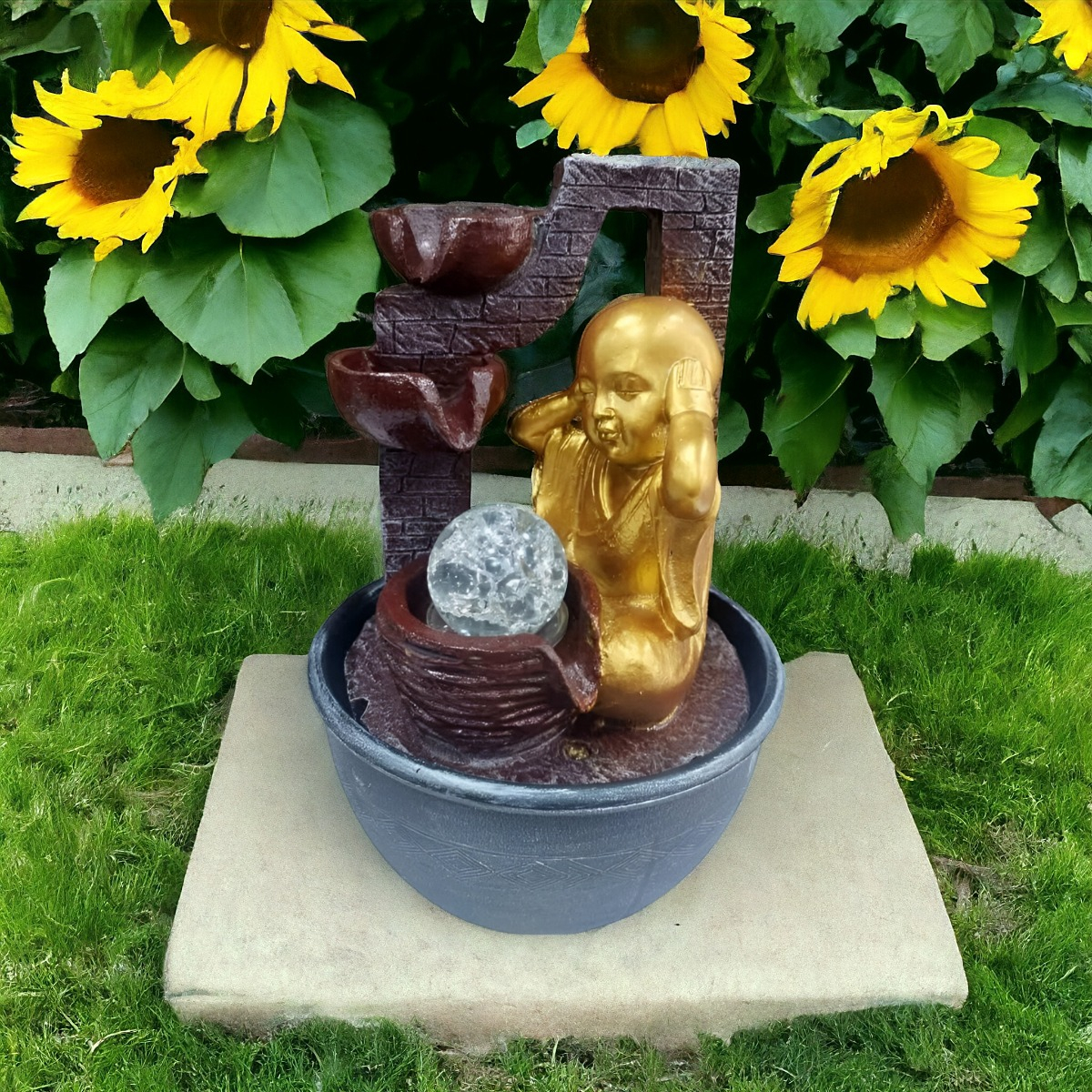 FUENTE AGUA MONJE PEQUEÑO ZEN ADORNOS DECORATIVA JHN - 2