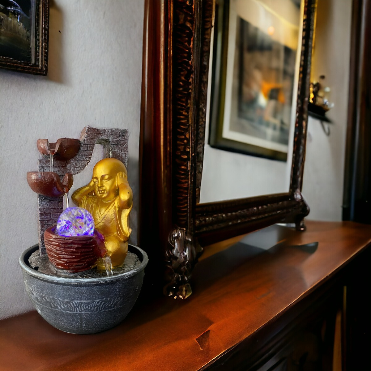FUENTE AGUA MONJE PEQUEÑO ZEN ADORNOS DECORATIVA JHN - 6