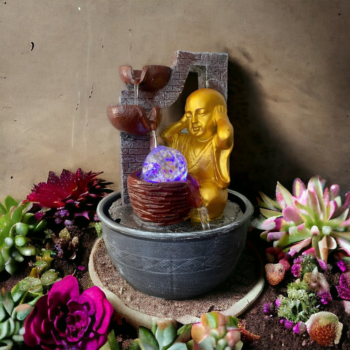 FUENTE AGUA MONJE PEQUEÑO ZEN ADORNOS DECORATIVA JHN - 7