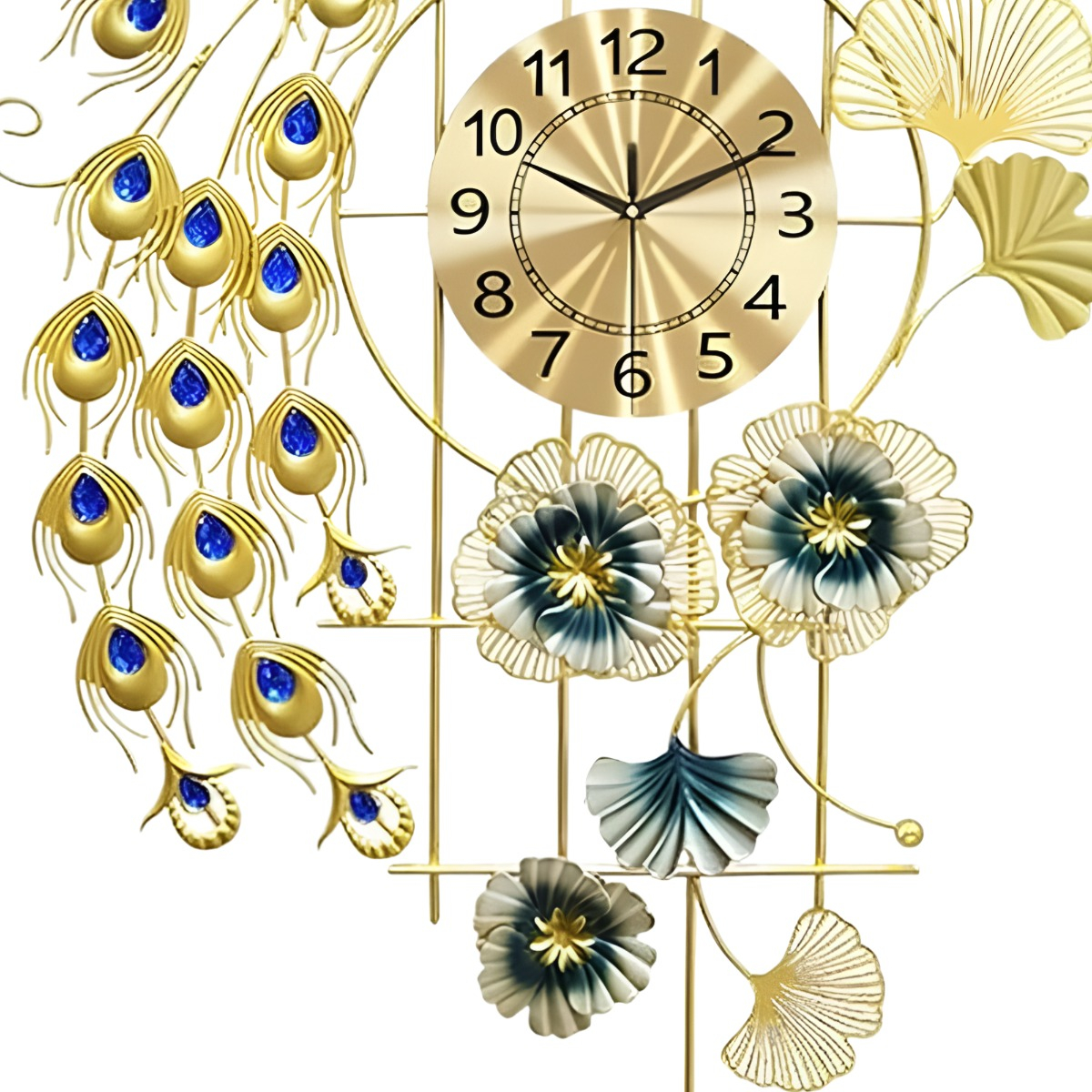 RELOJ PARED PAVO REAL DECORATIVO COLGANTE SILENCIOSO JHN - 3