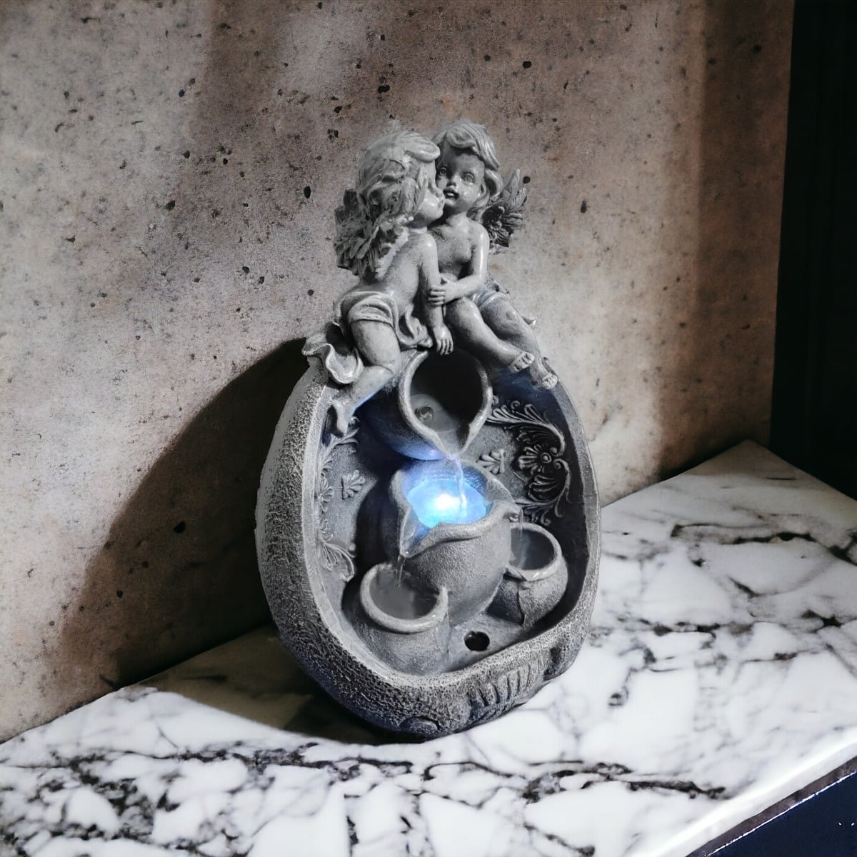 FUENTE AGUA ANGELES CON LUZ LED DECORATIVA JHN - 2
