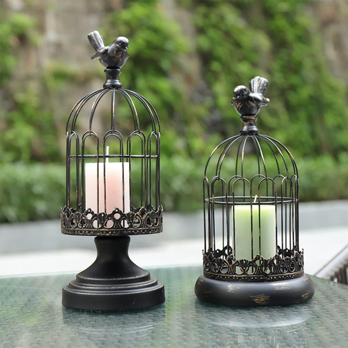 SET DE 2 CANDELABRO PORTAVELAS DECORATIVO JAULA NEGRO JHN - 2