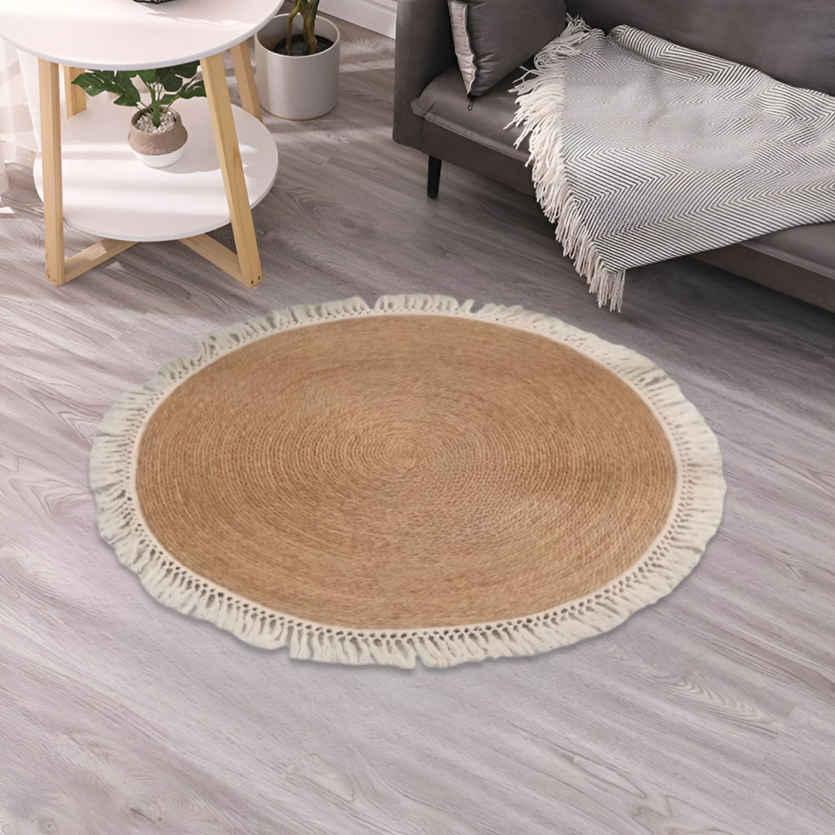 ALFOMBRA YUTE FIBRA NATURAL REDONDA DECORACIÓN 80CM JHN - 9