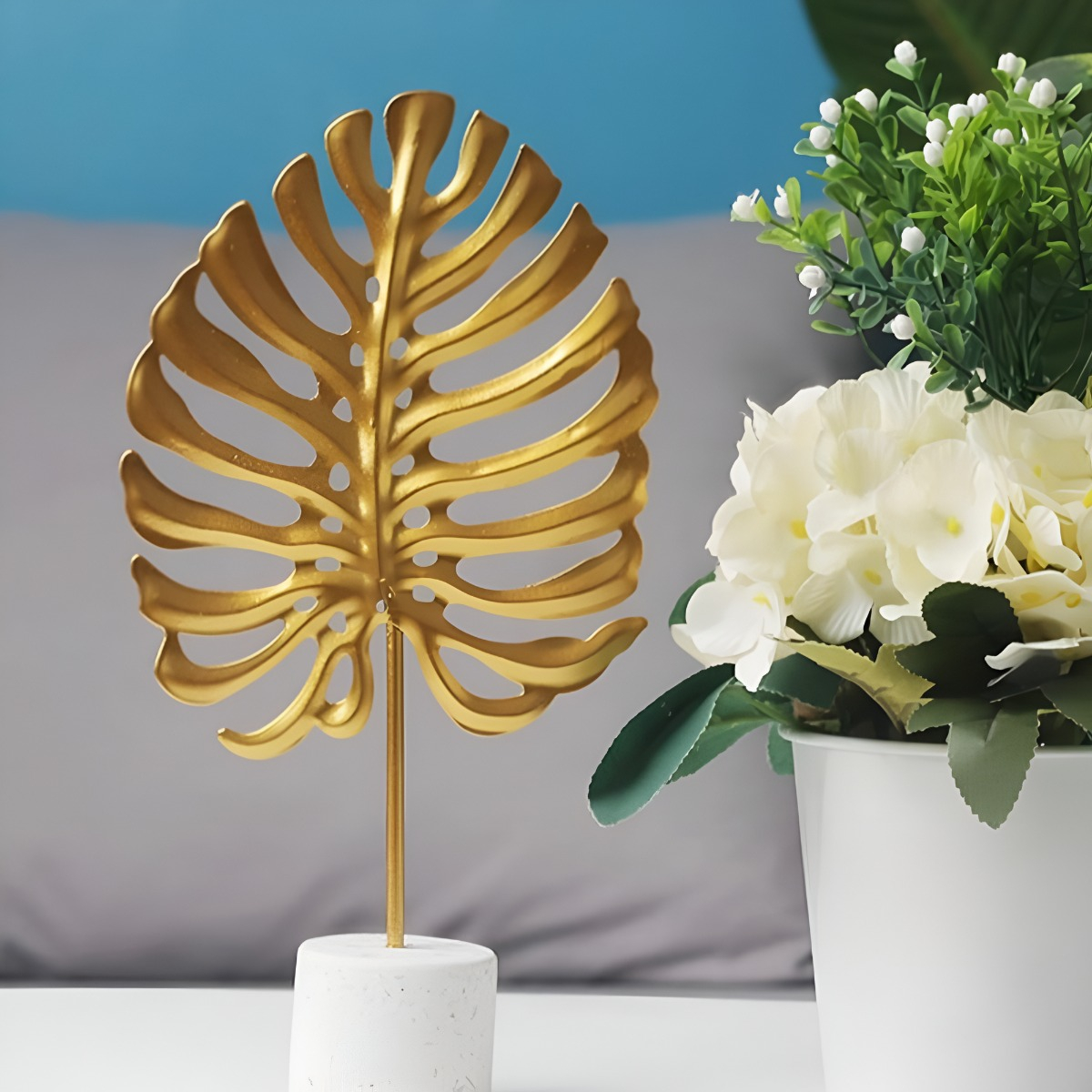 SET DE 2 FIGURA HOJA ESCULTURA DECORACIÓN MODERNA JHN - 6