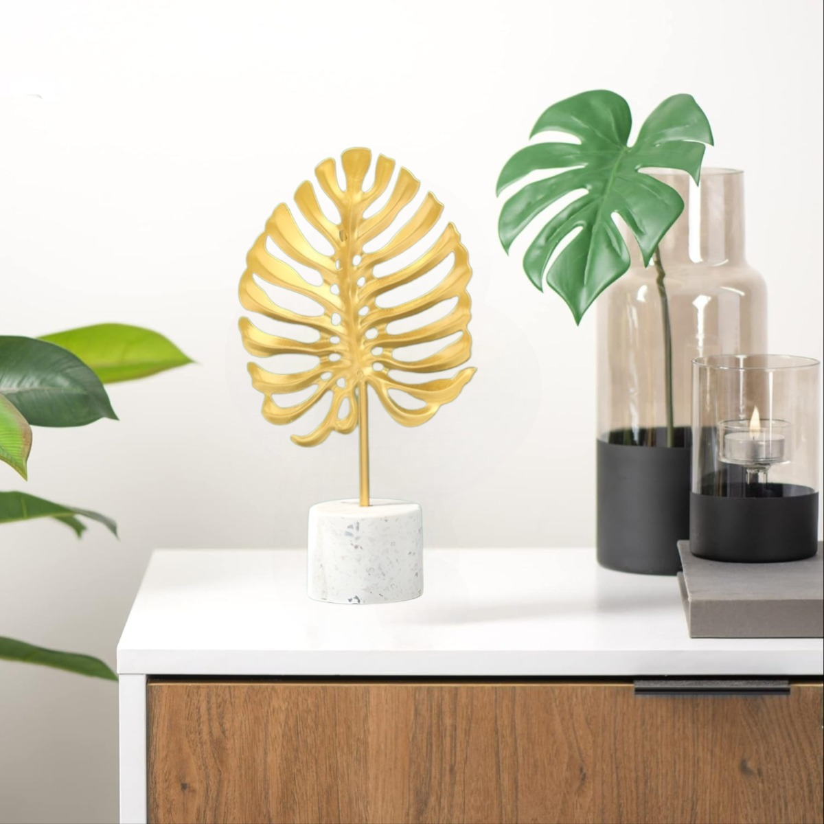 SET DE 2 FIGURA HOJA ESCULTURA DECORACIÓN MODERNA JHN - 7