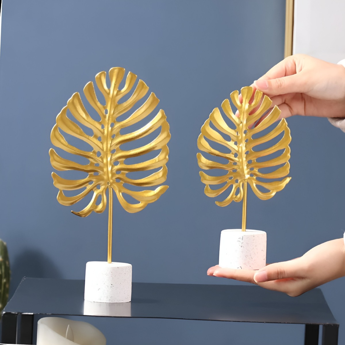 SET DE 2 FIGURA HOJA ESCULTURA DECORACIÓN MODERNA JHN - 8