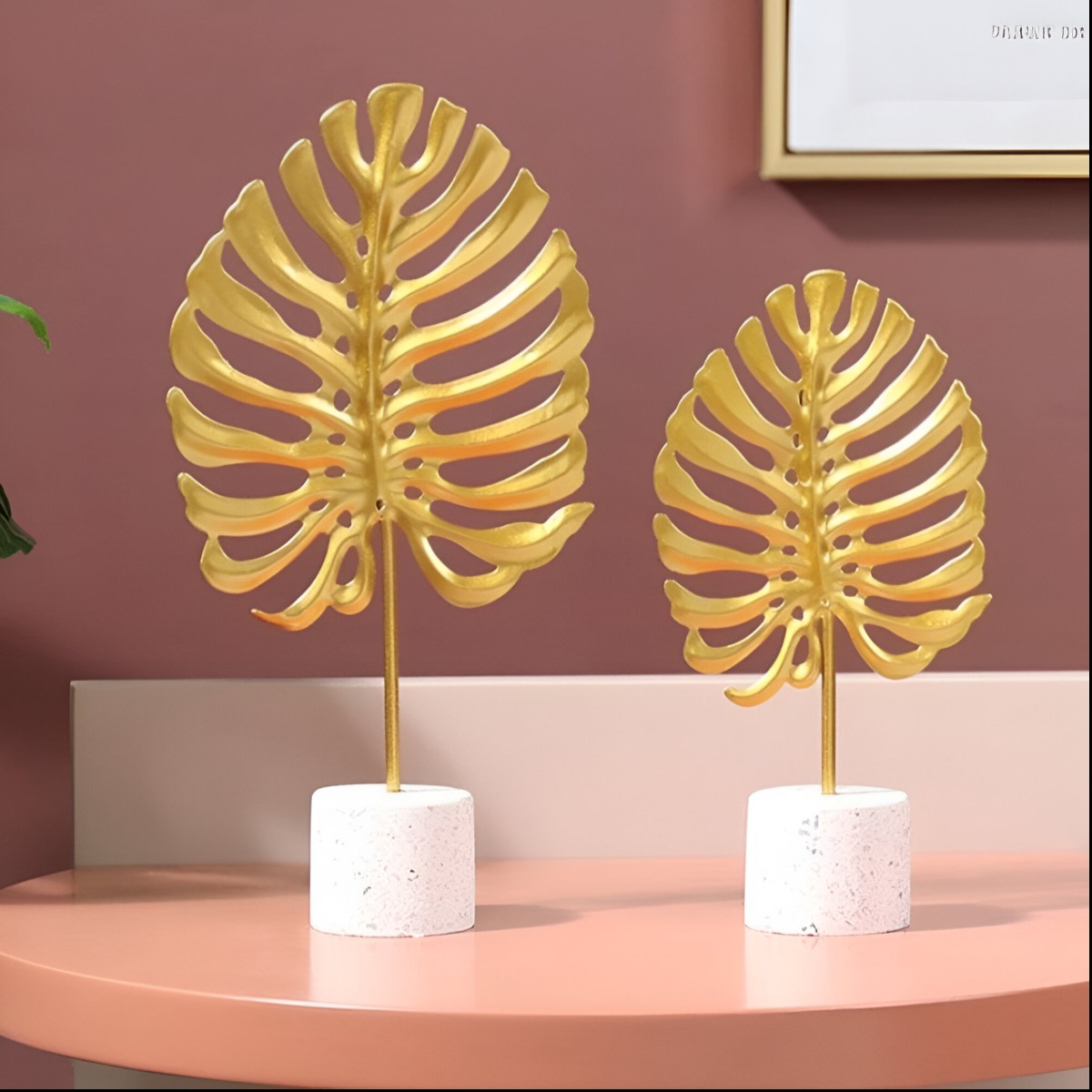 SET DE 2 FIGURA HOJA ESCULTURA DECORACIÓN MODERNA JHN - 9
