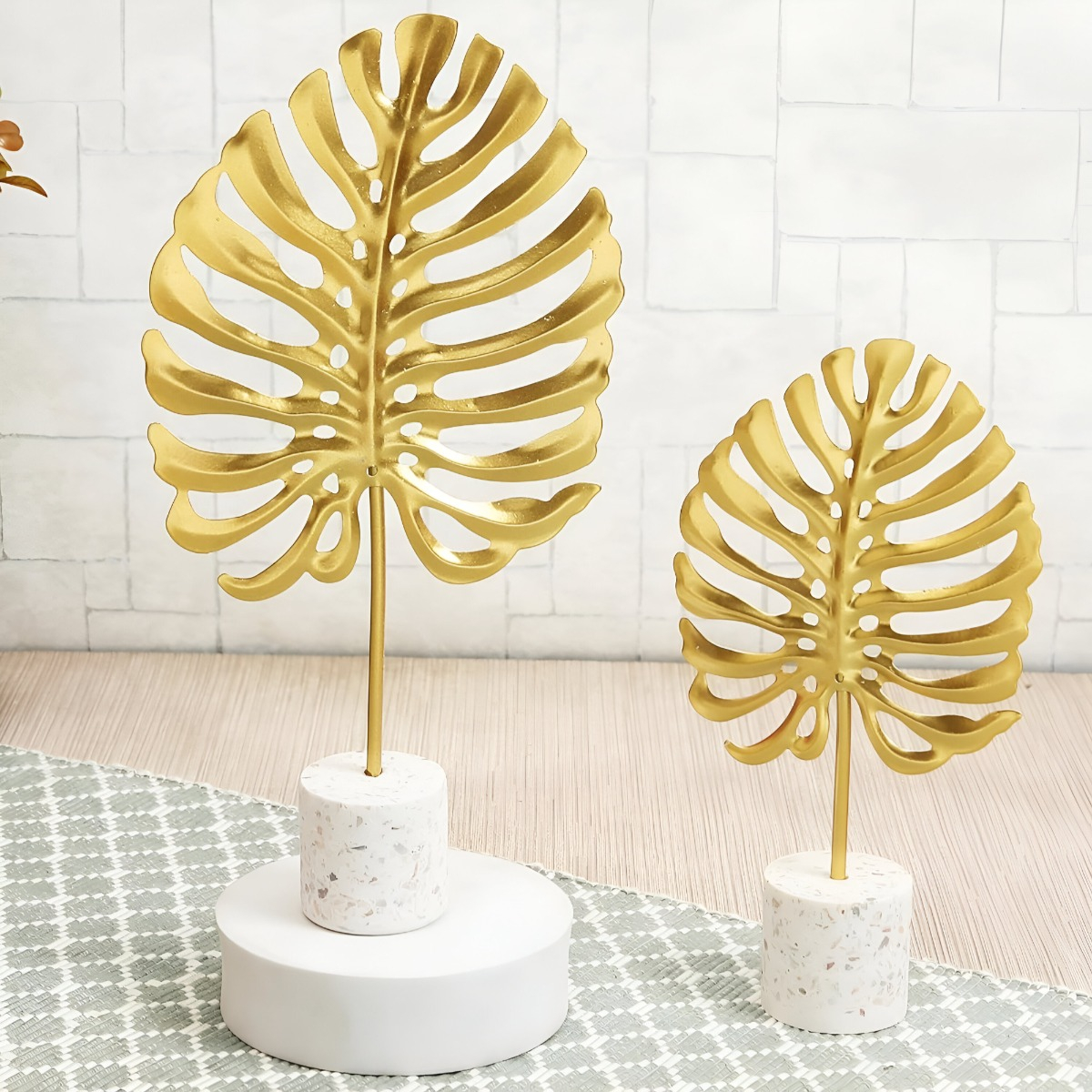 SET DE 2 FIGURA HOJA ESCULTURA DECORACIÓN MODERNA JHN - 10