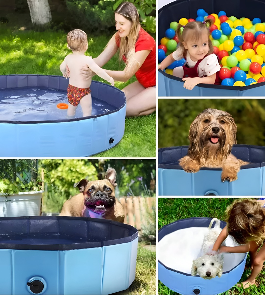 PISCINA PILETA PLEGABLE PARA MASCOTAS Y NIÑOS 120X30CM JHN - 5