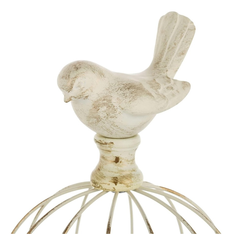SET DE 2 CANDELABRO PORTAVELAS DECORATIVO JAULA BLANCO JHN - 3