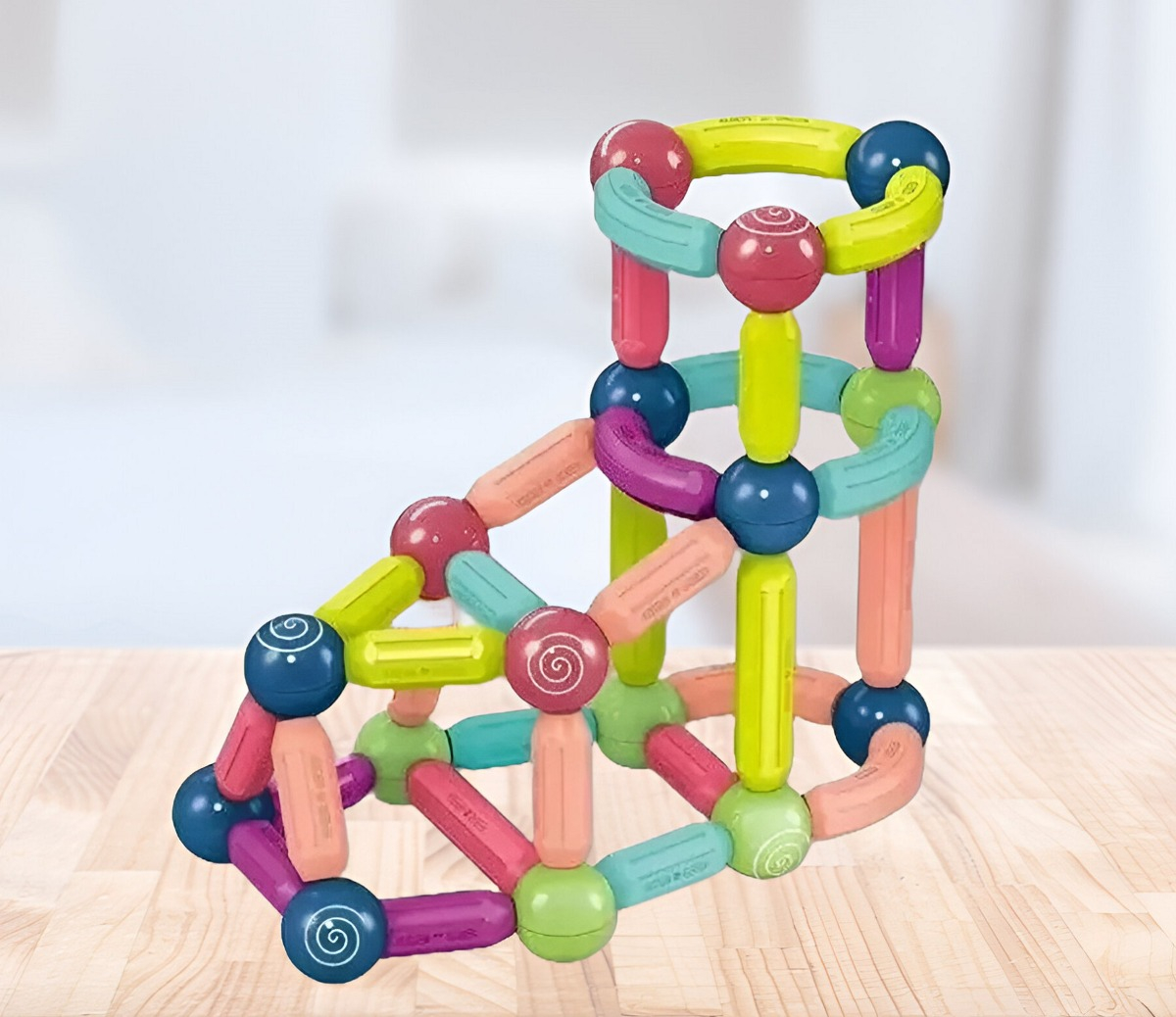 BLOQUES CONSTRUCCIÓN MULTICOLOR MAGNÉTICOS JUGUETES BOLAS VARILLAS JHN - 2