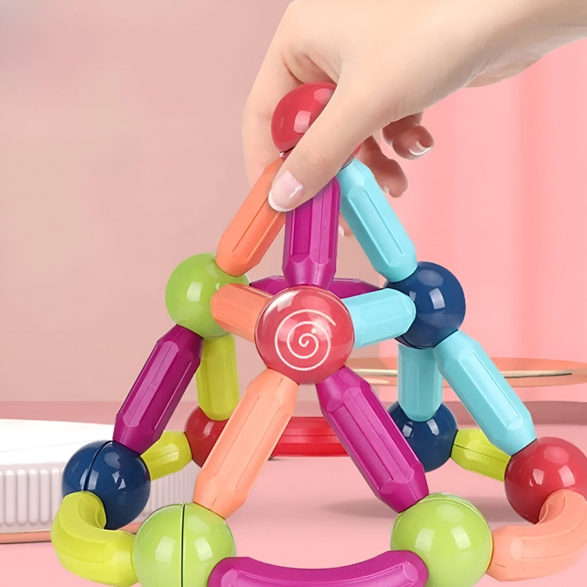 BLOQUES CONSTRUCCIÓN MULTICOLOR MAGNÉTICOS JUGUETES BOLAS VARILLAS JHN - 4