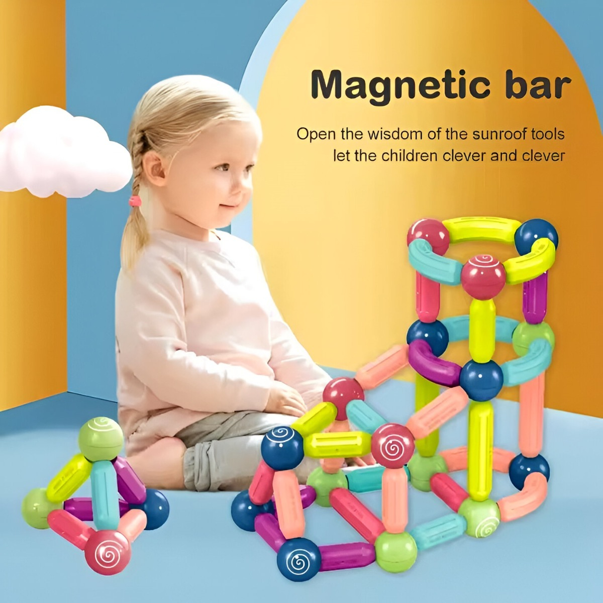 BLOQUES CONSTRUCCIÓN MULTICOLOR MAGNÉTICOS JUGUETES BOLAS VARILLAS JHN - 6