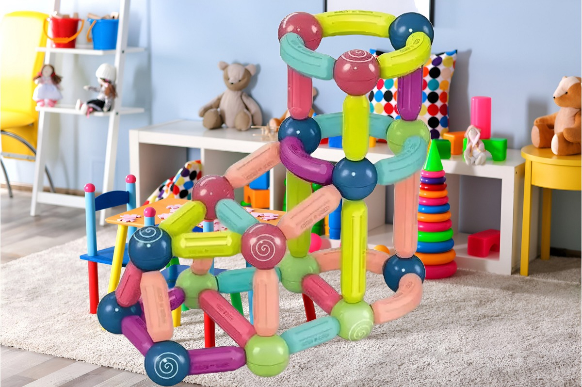 BLOQUES CONSTRUCCIÓN MULTICOLOR MAGNÉTICOS JUGUETES BOLAS VARILLAS JHN - 9