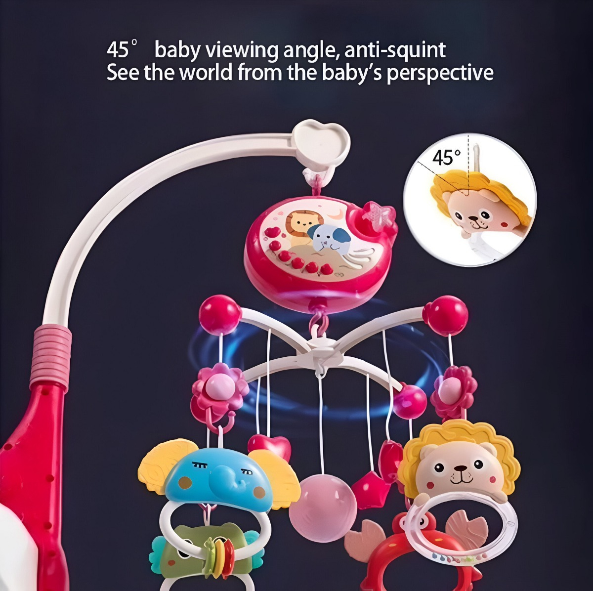 MÓVIL CUNA BEBÉ MULTICOLOR MÚSICA LUCES CARRUSEL PORTÁTIL COLGANTE JHN - 5