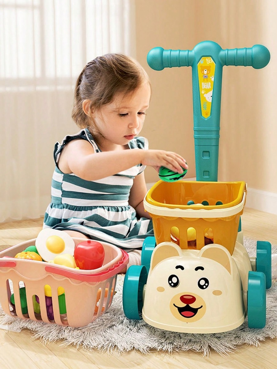 CARRITO COMPRAS JUGUETE ALIMENTOS SIMULAR CESTA 2EN1 JHN - 3