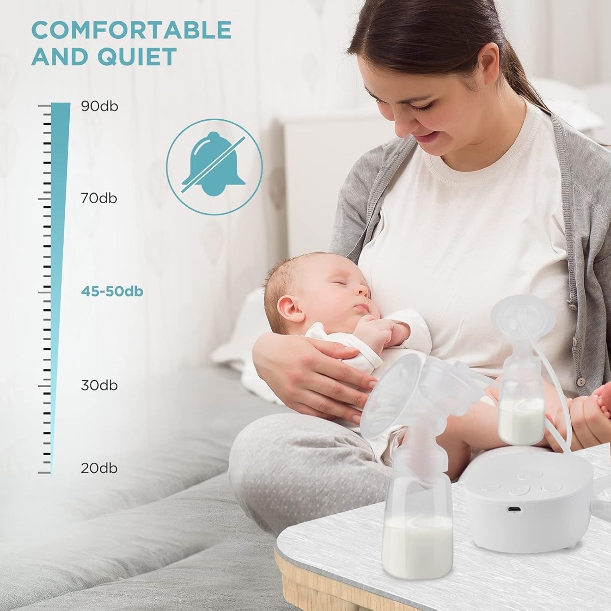 EXTRACTOR LECHE SACALECHE RECARGABLE DOBLE PORTÁTIL JHN MULTICOLOR - 4