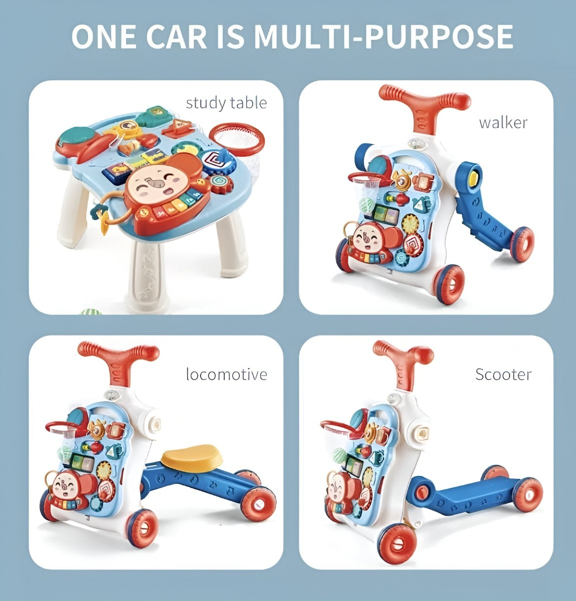 ANDADOR MULTIFUNCIONAL APRENDIZAJE BEBÉS 5EN1 MUSICAL JHN - 10