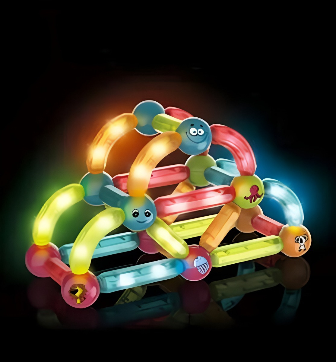 BLOQUES CONSTRUCCIÓN MULTICOLOR MAGNÉTICOS LIGERO JUEGOS LUCES JHN - 8