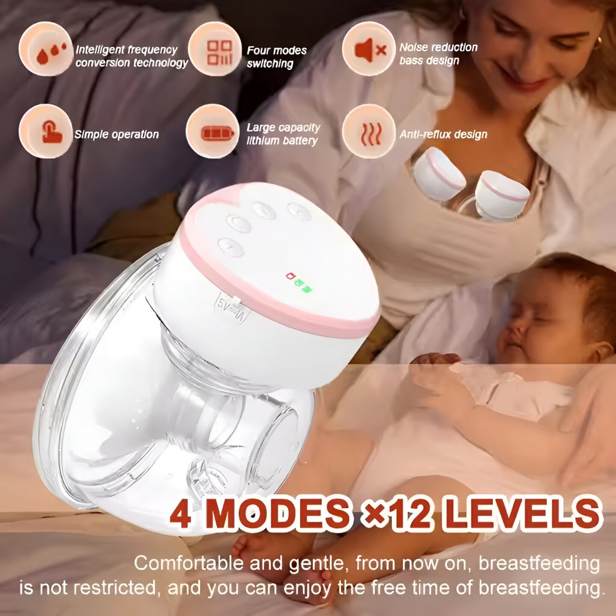 EXTRACTOR LECHE SACALECHE MATERNA INALÁMBRICO AUTOMÁTICO JHN MULTICOLOR - 6
