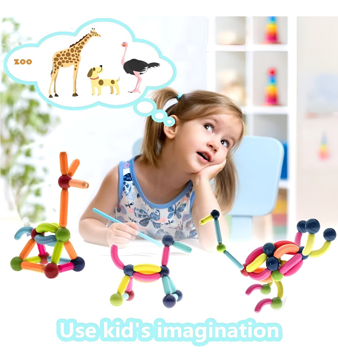 BLOQUES MAGNÉTICOS CONSTRUCCIÓN MULTICOLOR APRENDIZAJE EDUCATIVO JHN - 7