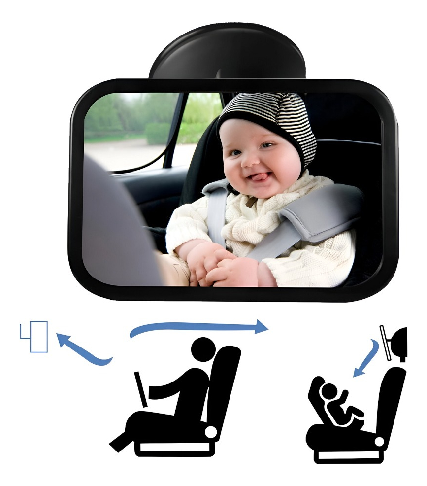 ESPEJO RETROVISOR MULTICOLOR BEBÉ AUTO SEGURIDAD ASIENTO AJUSTABLE JHN - 3