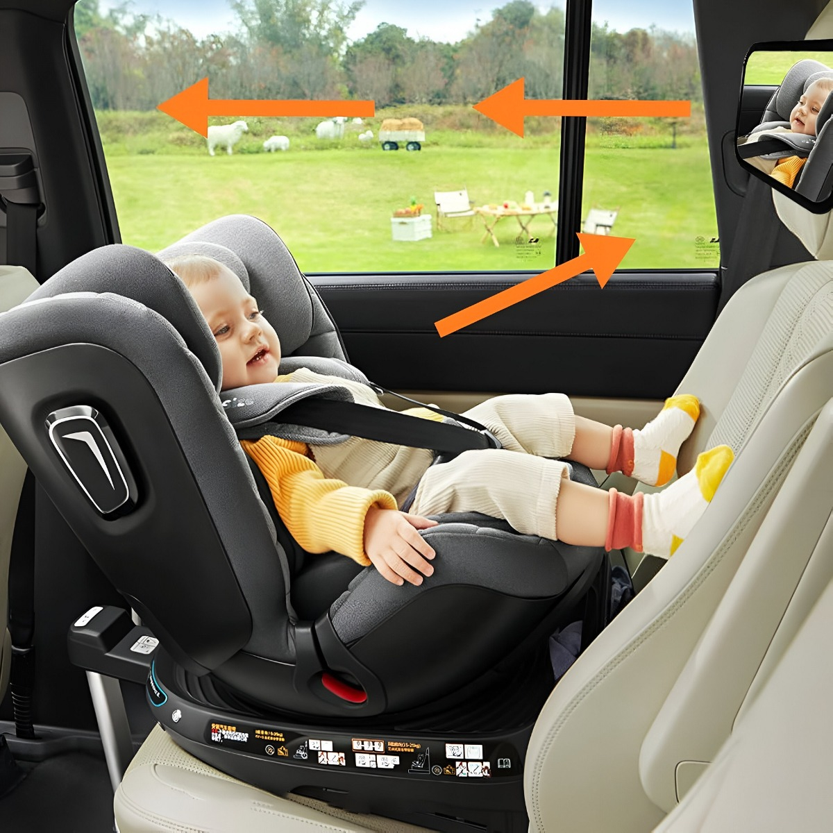 ESPEJO RETROVISOR MULTICOLOR BEBÉ AUTO SEGURIDAD ASIENTO AJUSTABLE JHN - 6