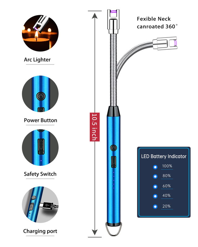 SET 2 ENCENDEDOR PORTÁTIL USB RECARGABLE COCINA LAU - 4