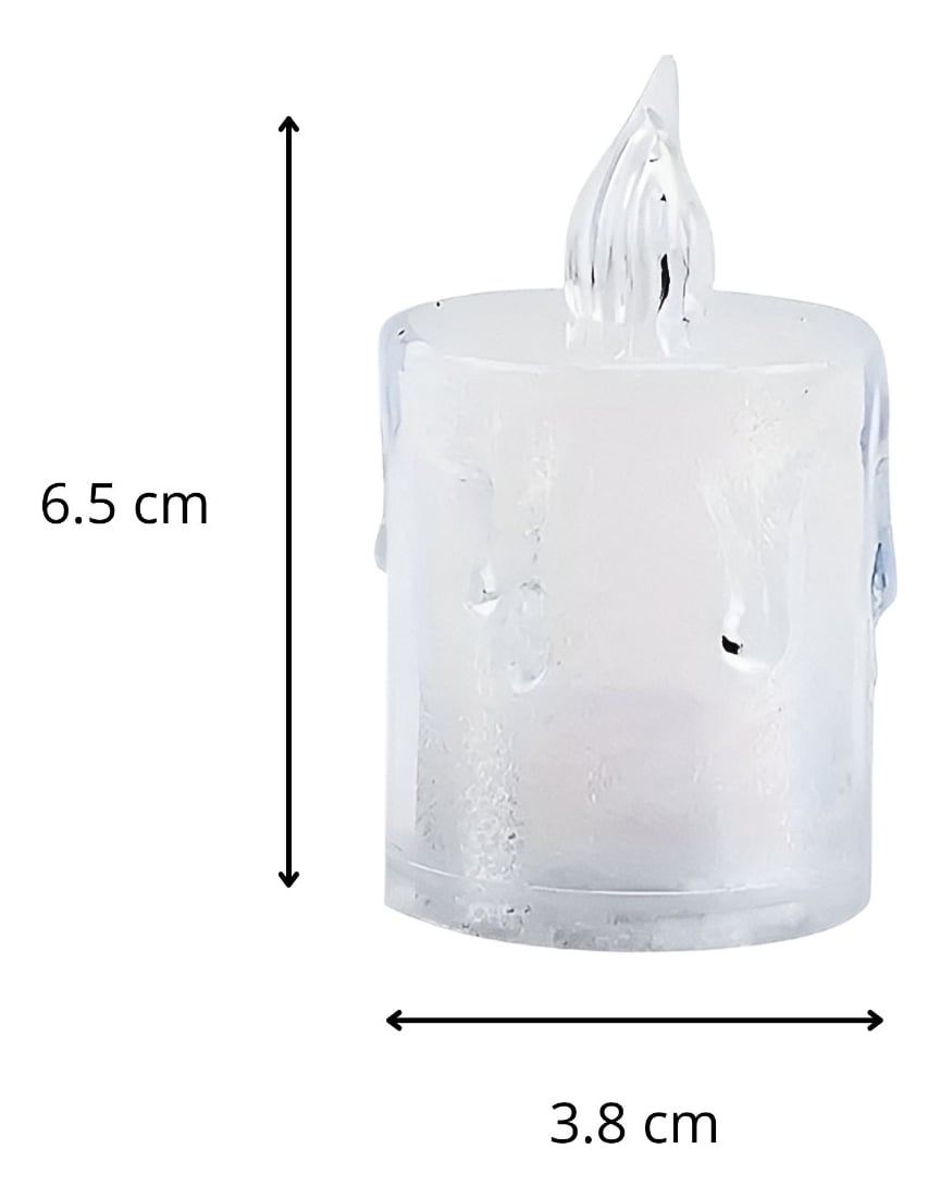 SET 12 VELAS DECORATIVAS LED SIN LLAMA CRISTAL ACRÍLICO JHN - 2