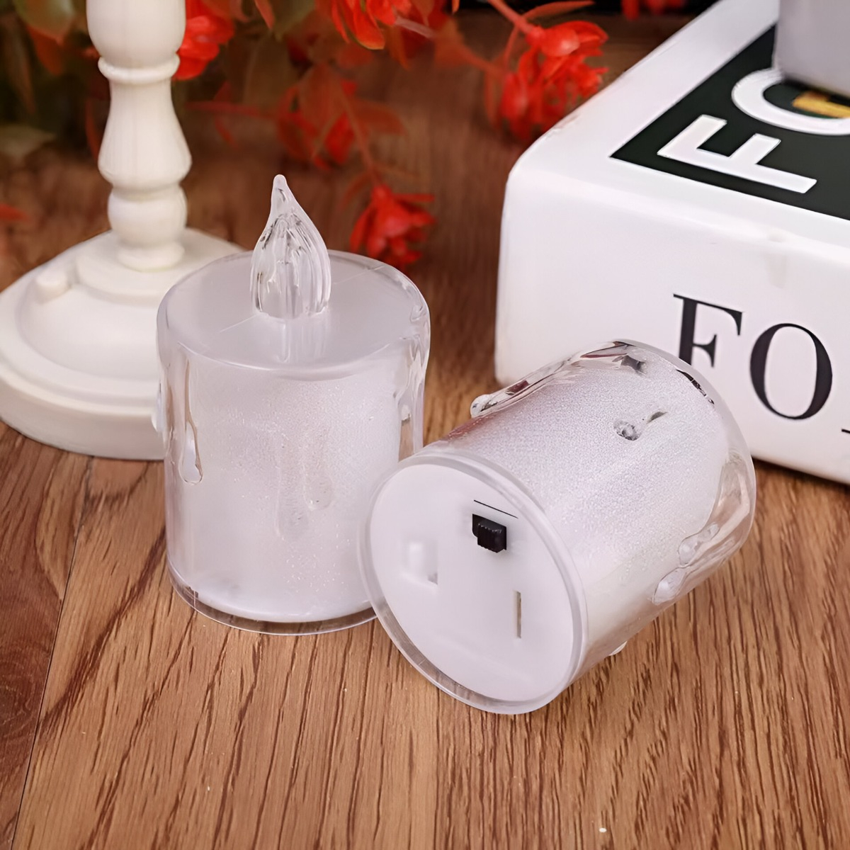 SET 12 VELAS DECORATIVAS LED SIN LLAMA CRISTAL ACRÍLICO JHN - 3