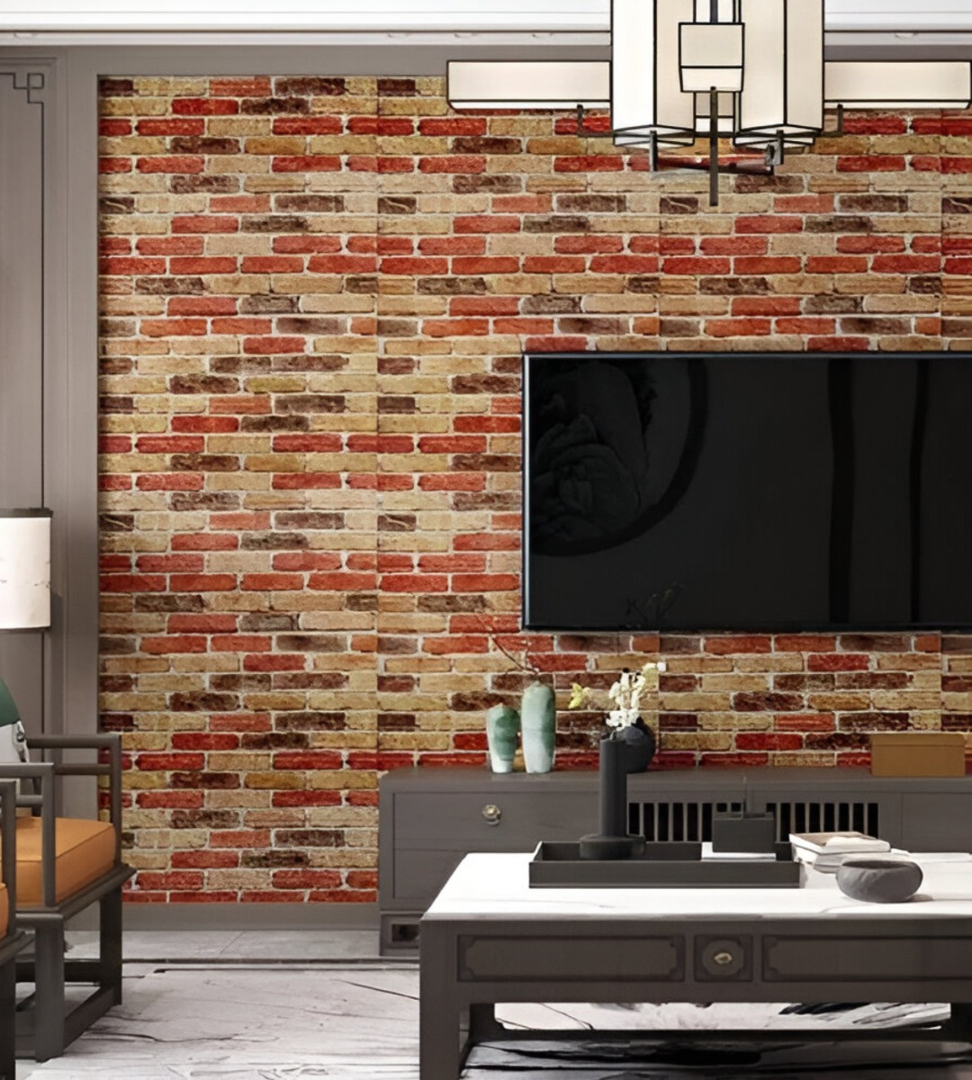LÁMINA SET 4 PAPEL MURAL 3D PARED LADRILLO DECORATIVO JHN MULTICOLOR 77 CM - 7