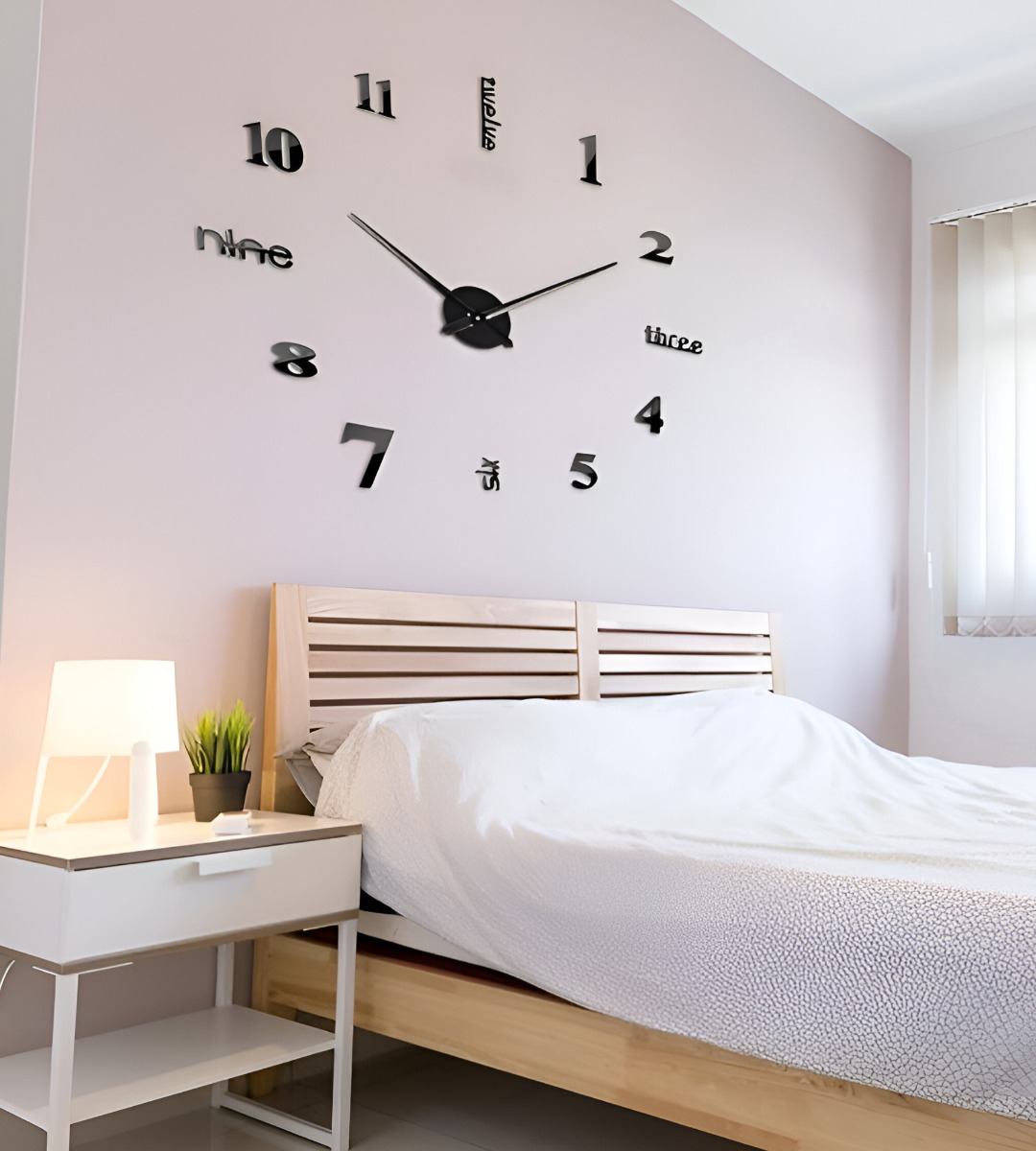 RELOJ PARED GRANDE 3D SIN MARCO DECORACIÓN NEGRO JHN - 3