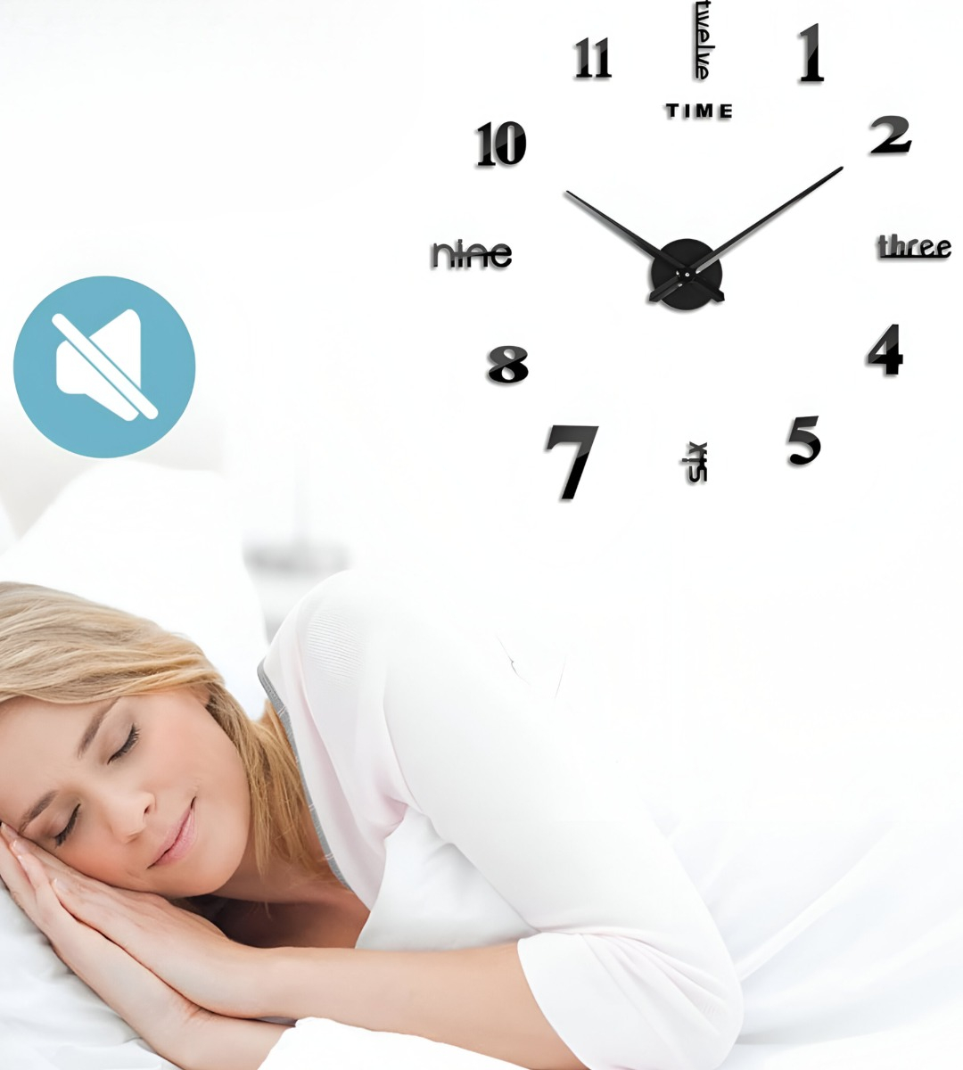 RELOJ PARED GRANDE 3D SIN MARCO DECORACIÓN NEGRO JHN - 8