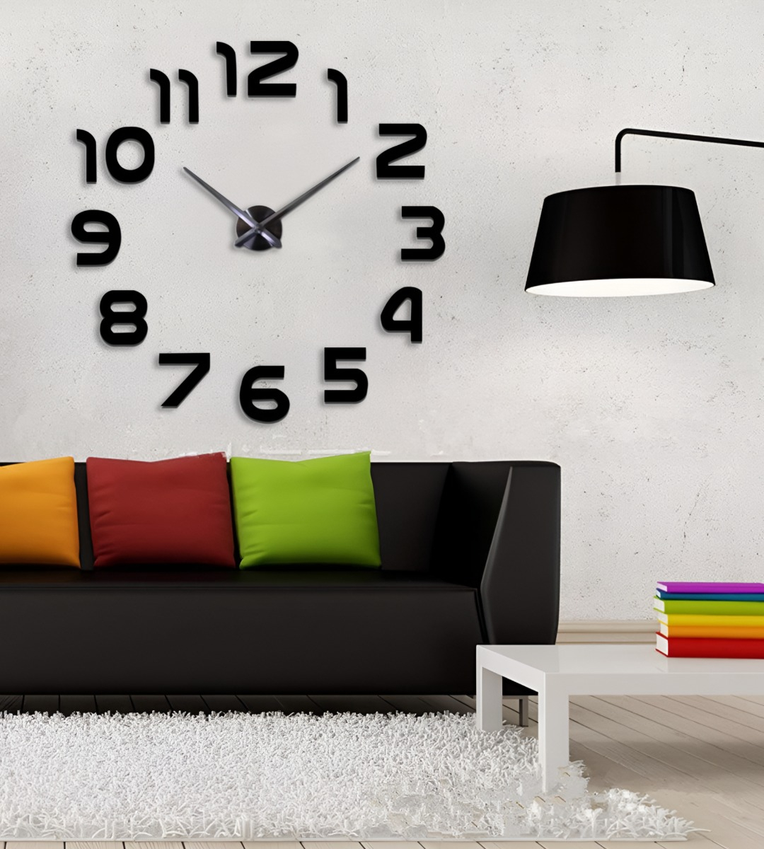 RELOJ PARA PARED 3D GRANDE NEGRO GRAN DISEÑO MODERNO JHN - 8