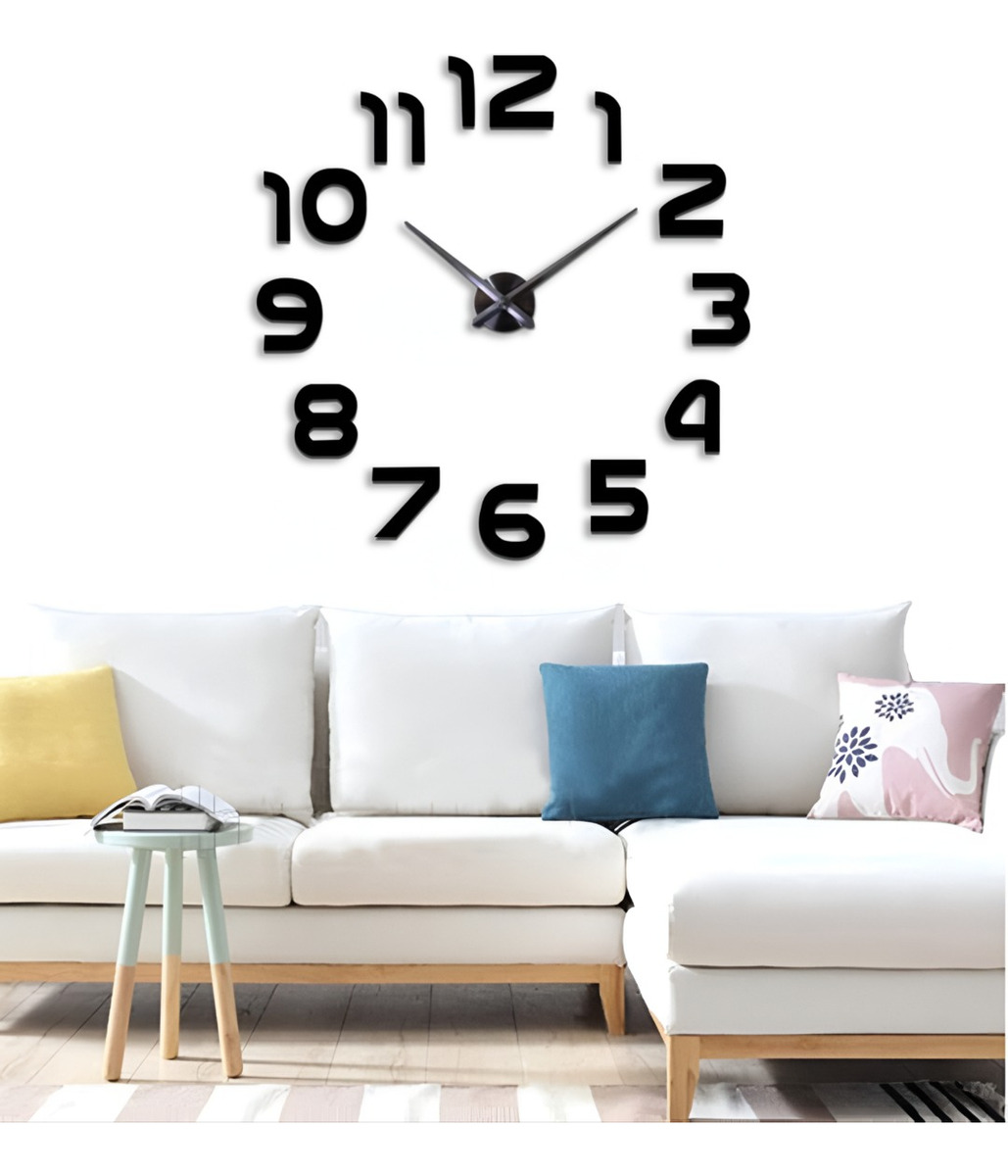 RELOJ PARA PARED 3D GRANDE NEGRO GRAN DISEÑO MODERNO JHN - 9