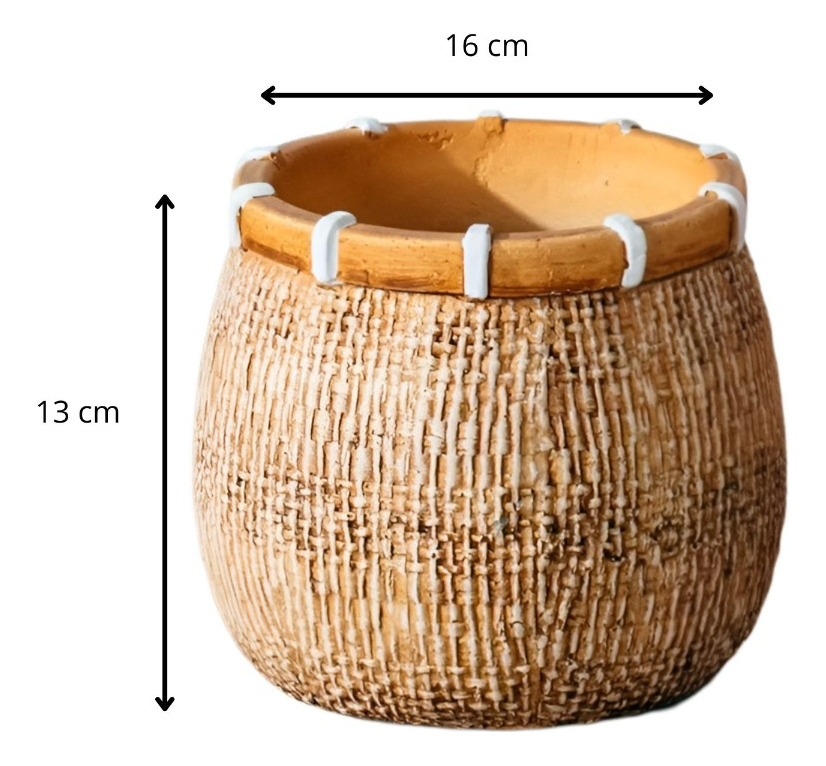 MACETA PLANTAS ARCILLA IMITACIÓN DE RATÁN DECORACIÓN JHN - 2