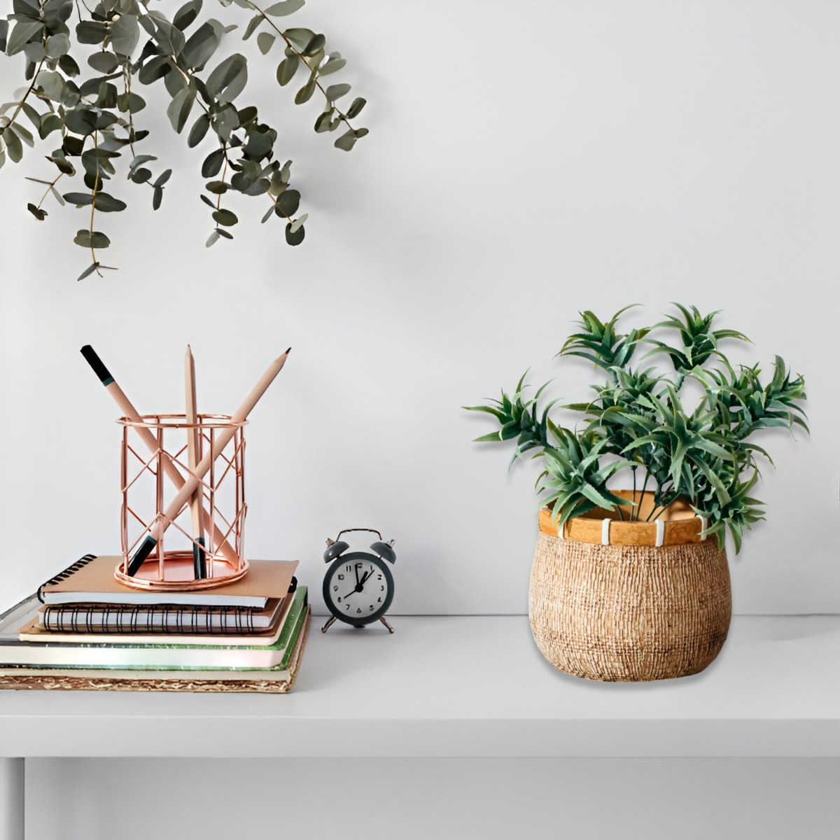 MACETA PLANTAS ARCILLA IMITACIÓN DE RATÁN DECORACIÓN JHN - 5