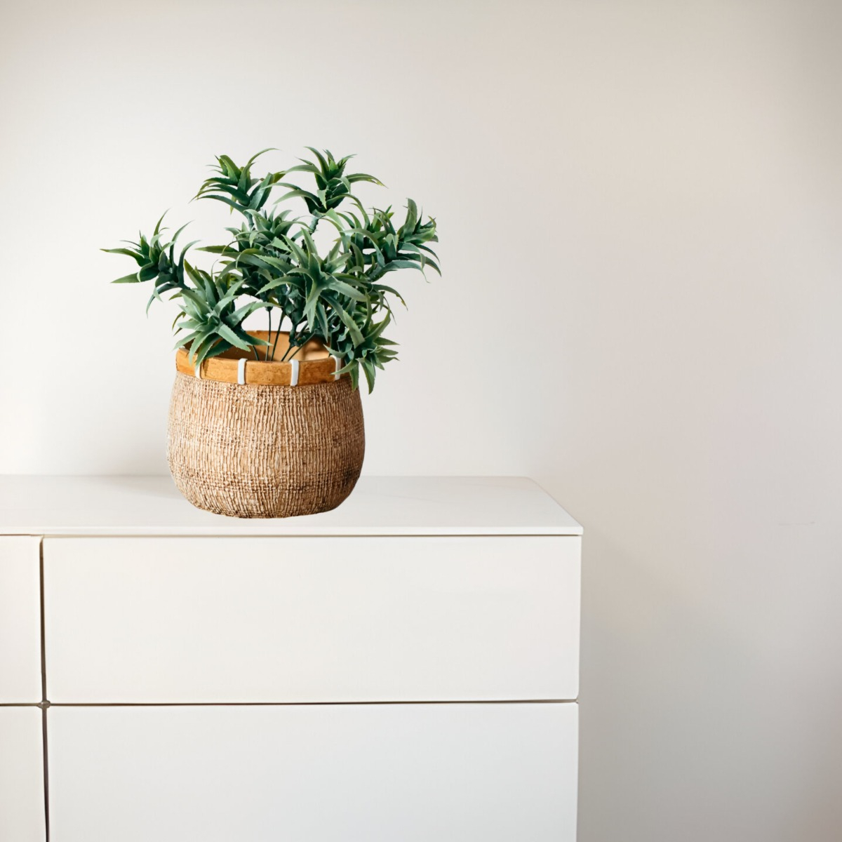 MACETA PLANTAS ARCILLA IMITACIÓN DE RATÁN DECORACIÓN JHN - 10