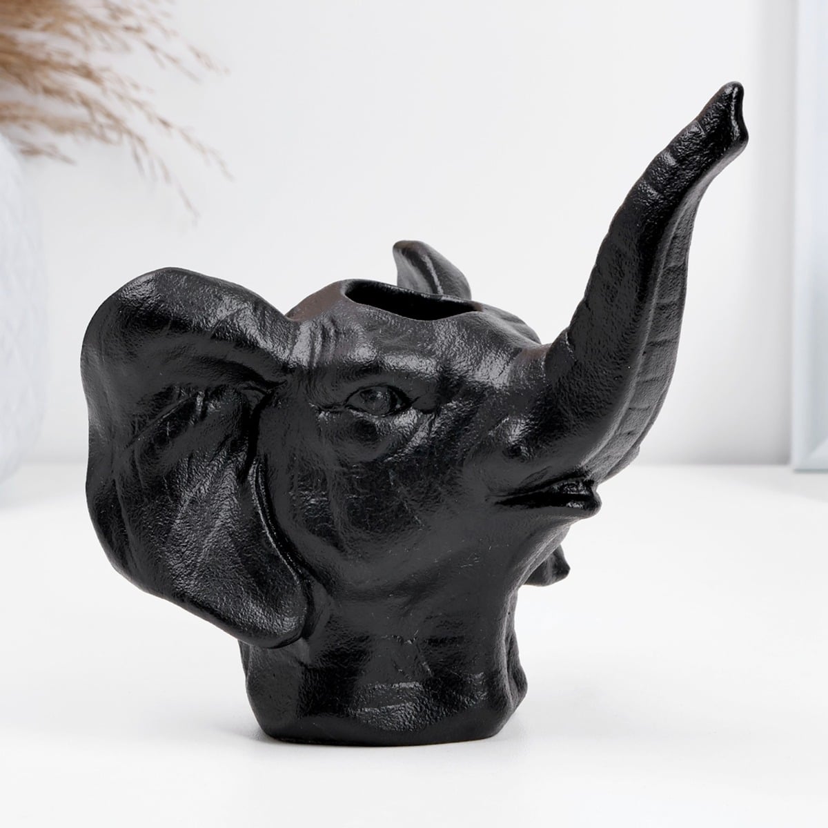 MACETA CERÁMICA ELEFANTE NEGRO DECORACIÓN JHN - 4