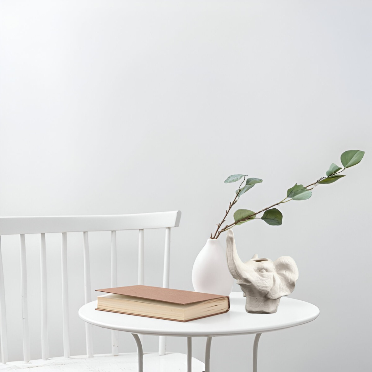 MACETA CERÁMICA ELEFANTE BLANCO DECORACIÓN JHN - 5