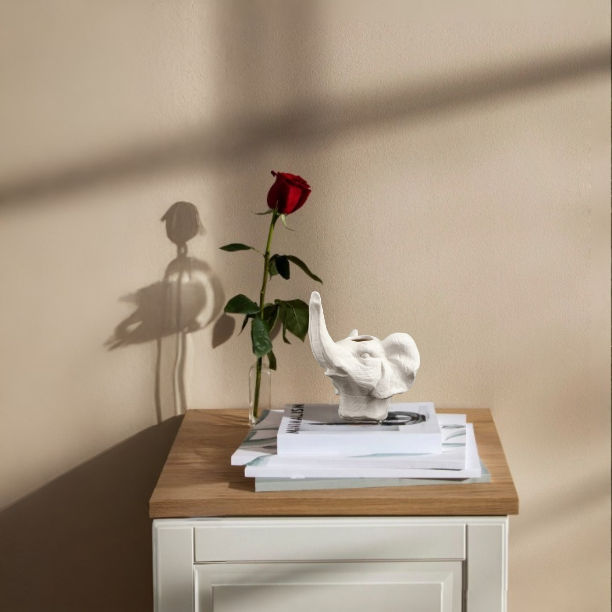MACETA CERÁMICA ELEFANTE BLANCO DECORACIÓN JHN - 6