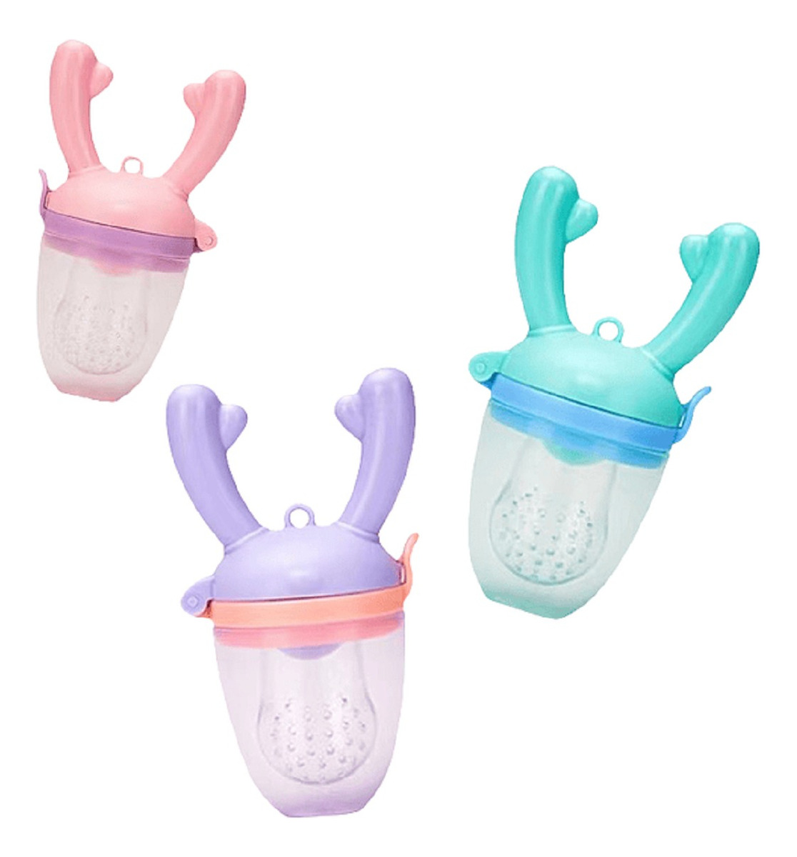 SET 4 CHUPETES ALIMENTADOR FRUTAS MORDEDOR BEBES LAU MULTICOLOR SILICONA - 1