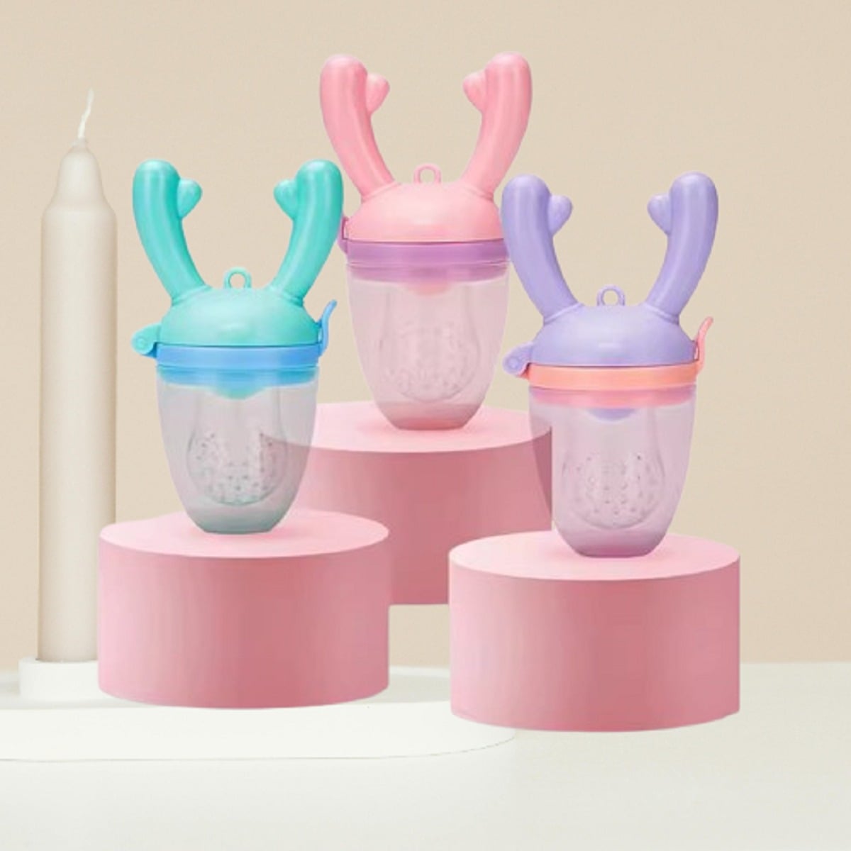 SET 4 CHUPETES ALIMENTADOR FRUTAS MORDEDOR BEBES LAU MULTICOLOR SILICONA - 2